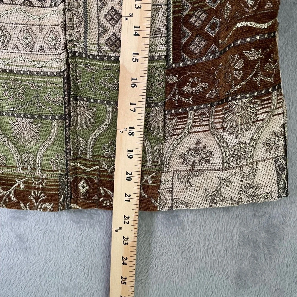 Vintage Patchwork Tapestry Jacket Womens Green Brown Whimsigoth Fairycore Earthy